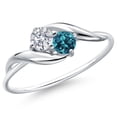 thumbnail image 1 of Gem Stone King 10K White Gold Round White Lab Grown Diamond and London Blue Topaz Ring for Women (0.39 Cttw, Round 3.5MM, Gemstone April Birthstone, Size 6), 1 of 6