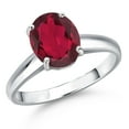 thumbnail image 1 of Gem Stone King 10K White Gold Ruby Red Mystic Quartz Engagement Ring for Women | 1.80 Cttw | Oval 9X7MM | Gemstone Birthstone | Size 5, 1 of 6