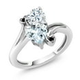 thumbnail image 1 of Gem Stone King 10K White Gold Sky Blue Aquamarine Diamond Accent Ring Set with Moissanite (1.56 Cttw) (Size 6), 1 of 3