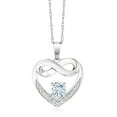 thumbnail image 1 of Gem Stone King 10K White Gold Sky Blue Aquamarine and White Lab Grown Diamond Heart and Infinity Pendant Necklace for Women (0.92 Cttw, Round 5MM, with 18 inch Silver Chain), 1 of 5