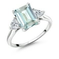 thumbnail image 1 of Gem Stone King 10K White Gold Sky Blue Simulated Aquamarine and Lab Grown Diamond Engagement Ring for Women | 2.74 Cttw | Octagon 9X7MM | Gemstone March Birthstone | Size 5, 1 of 3