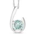 thumbnail image 1 of Gem Stone King 10K White Gold Sky Blue Topaz Pendant Necklace for Women (1.00 Cttw, Gemstone November Birthstone, Round 6MM, With 18 inch Chain), 1 of 5