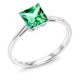 thumbnail image 1 of Gem Stone King 10K White Gold Solitaire Engagement Ring Set with Princess Rainforest Topaz, 1 of 4