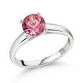 thumbnail image 1 of Gem Stone King 10K White Gold Solitaire Ring Set with 7mm Round Fancy Pink Zirconia (Size 6), 1 of 4