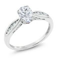 thumbnail image 1 of Gem Stone King 10K White Gold Solitaire with Accent Stones Ring Oval 0.97cttw Moissanite and Diamond, 1 of 4