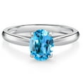 thumbnail image 1 of Gem Stone King 10K White Gold Swiss Blue Topaz Solitaire Engagement Ring for Women (1.50 Cttw, Oval 8X6MM, Gemstone November Birthstone, Available in Size 5, 6, 7, 8, 9), 1 of 4