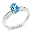 thumbnail image 1 of Gem Stone King 10K White Gold Swiss Blue Topaz and Diamond Women Engagement Ring (0.92 Cttw, Gemstone Birthstone, Available in Size 5, 6, 7, 8, 9), 1 of 4