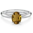 thumbnail image 1 of Gem Stone King 10K White Gold Whiskey Quartz Solitaire Engagement Ring for Women (1.00 Cttw, Oval 8X6MM, Gemstone Birthstone, Available in Size 5, 6, 7, 8, 9), 1 of 4