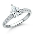 thumbnail image 1 of Gem Stone King 10K White Gold White Created Sapphire and Lab Grown Diamond Engagement Ring for Women | 1.31 Cttw | Pear Shape 8X5MM | Gemstone September Birthstone | Size 9, 1 of 6
