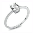 thumbnail image 1 of Gem Stone King 10K White Gold White Created Sapphire Solitaire Engagement Ring | 1.00 Cttw | Oval 7X5MM | Gemstone September Birthstone | Wedding Engagement Anniversary Promise Ring for Women, 1 of 3