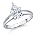 thumbnail image 1 of Gem Stone King 10K White Gold White Moissanite Engagement Ring for Women | 1.00 Cttw | Pear Shape 8X5MM | Gemstone Birthstone | Size 5, 1 of 6