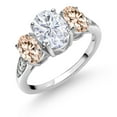 thumbnail image 1 of Gem Stone King 10K White Gold White Moissanite Morganite Peach and White Lab Grown Diamond 3 Stone Engagement Ring for Women (2.54 Cttw, Gemstone Birthstone, Available in Size 5, 6, 7, 8, 9), 1 of 5