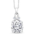 thumbnail image 1 of Gem Stone King 10K White Gold White Moissanite and White Created Sapphire Pendant Necklace for Women (5.06 Cttw, Gemstone, Cushion Cut 10MM, with 18 inch Chain), 1 of 4
