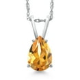 thumbnail image 1 of Gem Stone King 10K White Gold Yellow Citrine Pendant Necklace for Women | 1.67 Cttw | Gemstone November Birthstone | Pear Shape 10X7MM | With 18 inch Chain, 1 of 6