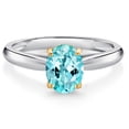 thumbnail image 1 of Gem Stone King 10K White and Yellow Gold Blue Apatite Solitaire Engagement Ring for Women (1.20 Cttw, Oval 8X6MM, Gemstone Birthstone, Available in Size 5, 6, 7, 8, 9), 1 of 4