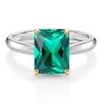 thumbnail image 1 of Gem Stone King 10K White and Yellow Gold Green Nano Emerald Engagement Ring for Women (2.00 Cttw, Emerald Cut 9X7MM, Gemstone May Birthstone, Available in Size 5, 6, 7, 8, 9), 1 of 4