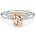 thumbnail image 1 of Gem Stone King 10K White and Yellow Gold Peach Morganite Solitaire Engagement Ring for Women (1.00 Cttw, Oval 8X6MM, Gemstone October Birthstone, Available in Size 5, 6, 7, 8, 9), 1 of 4