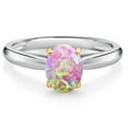 thumbnail image 1 of Gem Stone King 10K White and Yellow Gold Pink Opal Solitaire Engagement Ring for Women (1.05 Cttw, Oval Cabochon 8X6MM, Gemstone October Birthstone, Available in Size 5, 6, 7, 8, 9), 1 of 4