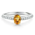 thumbnail image 1 of Gem Stone King 10K White and Yellow Gold Yellow Sapphire and White Lab Grown Diamond Engagement Ring for Women (0.80 Cttw, Oval 6X4MM, Gemstone September Birthstone, Size 6), 1 of 4