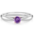 thumbnail image 1 of Gem Stone King 10K White and Rose Gold Purple Amethyst Solitaire Engagement Ring for Women (0.16 Cttw, Gemstone February Birthstone, Round 3.5MM, Size 8), 1 of 4