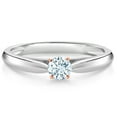 thumbnail image 1 of Gem Stone King 10K White and Rose Gold Sky Blue Aquamarine Solitaire Engagement Ring for Women (0.17 Cttw, Gemstone March Birthstone, Round 3.5MM, Size 6), 1 of 4