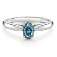 thumbnail image 1 of Gem Stone King 10K White and Yellow Gold Solitaire Engagement Ring Persian Blue Oval Moissanite (0.45 Cttw) (Size 6), 1 of 4