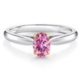 thumbnail image 1 of Gem Stone King 10K White and Yellow Gold Solitaire Engagement Ring Pink Oval Moissanite (0.46 Cttw), 1 of 4