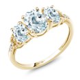 thumbnail image 1 of Gem Stone King 1.77 Cttw 10K Yellow Gold Oval Sky Blue Aquamarine and Diamond Accent Engagement Ring for Women | Gemstone Birthstone | Oval 7X5MM and 6X4MM (Size 7), 1 of 5