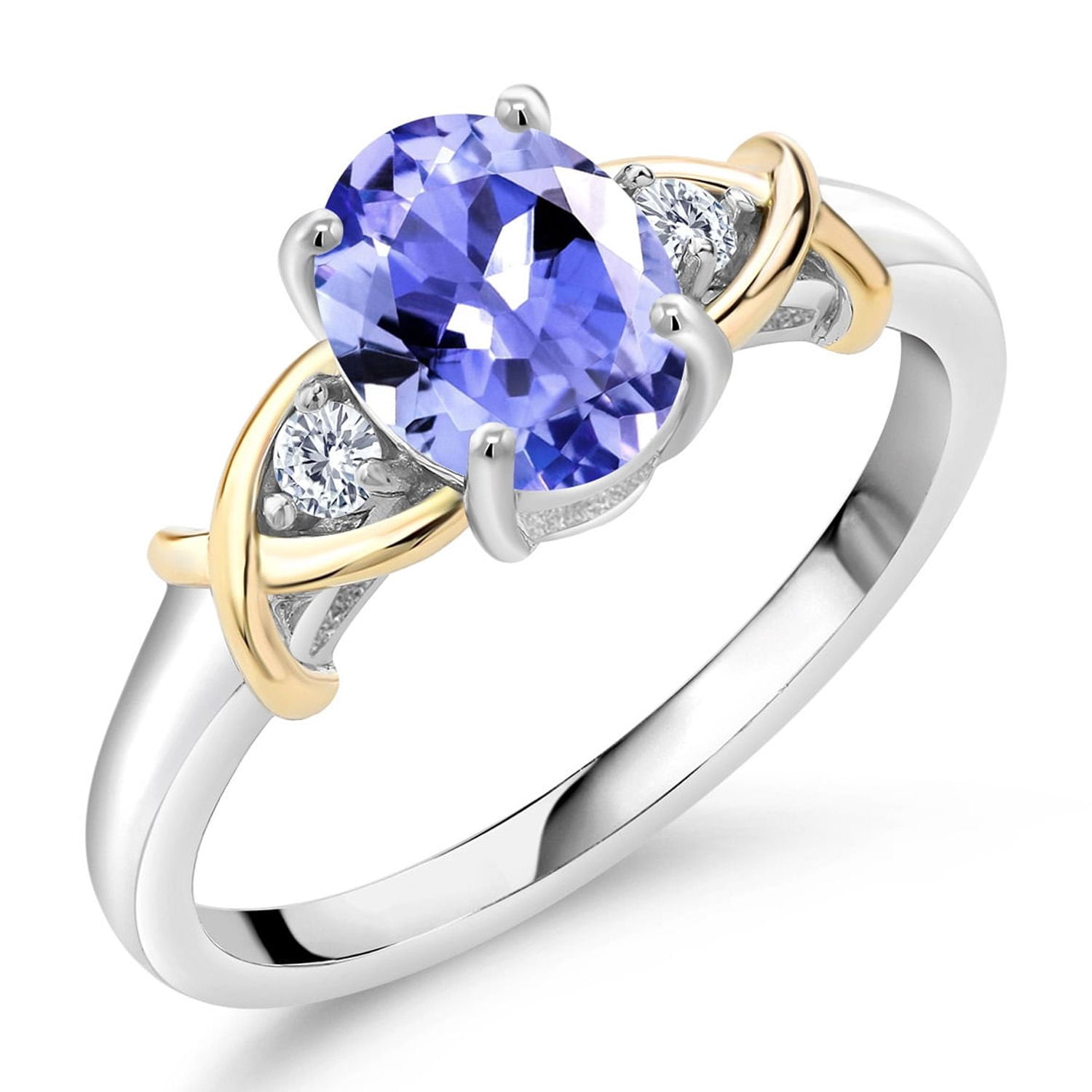 Gem Stone King 925 Silver & 10K Gold Moissanite Engagement Ring - 1.31 Ct Cushion, Size 5-9