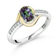 thumbnail image 1 of Gem Stone King 10K Yellow Gold and 925 Sterling Silver Green Mystic Topaz and White Lab Grown Diamond Engagement Ring for Women (1.08 Cttw, Available in Size 5, 6, 7, 8, 9), 1 of 4