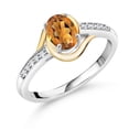thumbnail image 1 of Gem Stone King 10K Yellow Gold and 925 Sterling Silver Orange Red Madeira Citrine and White Lab Grown Diamond Engagement Ring for Women (0.78 Cttw, Available in Size 5, 6, 7, 8, 9), 1 of 4