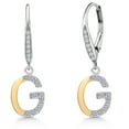 thumbnail image 1 of Gem Stone King 10K Yellow Gold and 925 Sterling Silver White Lab Grown Diamond Initial Letter Charm Leverback Dangling Earrings for Women by Keren Hanan, 1 of 6