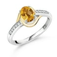 thumbnail image 1 of Gem Stone King 10K Yellow Gold and 925 Sterling Silver Yellow Citrine and White Lab Grown Diamond Engagement Ring for Women (0.81 Cttw, Available in Size 5, 6, 7, 8, 9), 1 of 4