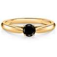 thumbnail image 1 of Gem Stone King 10K Yellow Gold Black Diamond Solitaire Engagement Ring for Women (0.27 Cttw, Gemstone April Birthstone, Round 4MM), 1 of 4