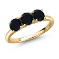 thumbnail image 1 of Gem Stone King 10K Yellow Gold Black Onyx Engagement Ring for Women | 1.43 Cttw | Round 5MM | Gemstone December Birthstone | Size 7, 1 of 6