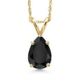 thumbnail image 1 of Gem Stone King 10K Yellow Gold Black Onyx Pendant Necklace for Women | 1.09 Cttw | Gemstone December Birthstone | Pear Shape 8X6MM | With 18 inch Chain, 1 of 6