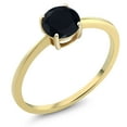 thumbnail image 1 of Gem Stone King 10K Yellow Gold Black Onyx Solitaire Engagement Ring for Women (0.80 Cttw, Round 6MM, Gemstone December Birthstone, Size 5), 1 of 5