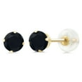thumbnail image 1 of Gem Stone King 10K Yellow Gold Black Onyx Stud Earrings for Women Men (0.92 Cttw, Gemstone Birthstone, Round 5MM), 1 of 4
