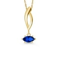 thumbnail image 1 of Gem Stone King 10K Yellow Gold Blue Created Sapphire Pendant Necklace for Women | 0.25 Cttw | Gemstone September Birthstone | Marquise 6X3MM | With 18 inch Chain, 1 of 6