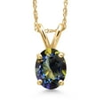 thumbnail image 1 of Gem Stone King 10K Yellow Gold Blue Mystic Topaz Pendant Necklace for Women | 0.95 Cttw | Gemstone November Birthstone | Oval 7X5MM | With 18 inch Chain, 1 of 6
