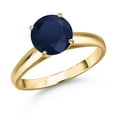 thumbnail image 1 of Gem Stone King 10K Yellow Gold Blue Sapphire Engagement Ring for Women | 2.46 Cttw | Round 8MM | Gemstone September Birthstone | Size 6, 1 of 6