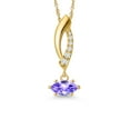thumbnail image 1 of Gem Stone King 10K Yellow Gold Blue Tanzanite and Lab Grown Diamond Pendant Necklace for Women | 0.28 Cttw | Gemstone December Birthstone | Marquise 6X3MM | With 18 inch Chain, 1 of 6