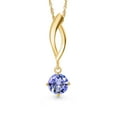thumbnail image 1 of Gem Stone King 10K Yellow Gold Blue Tanzanite Pendant Necklace for Women | 0.46 Cttw | Gemstone December Birthstone | Round 5MM | With 18 inch Chain, 1 of 6