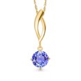 thumbnail image 1 of Gem Stone King 10K Yellow Gold Blue Tanzanite Pendant Necklace for Women | 0.90 Cttw | Gemstone December Birthstone | Round 6MM | With 18 inch Chain, 1 of 6