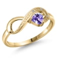 thumbnail image 1 of Gem Stone King 10K Yellow Gold Blue Tanzanite and White Diamond Accent Infinity Ring for Women (0.24 Cttw, Heart Shape 4MM, Gemstone December Birthstone, Size 7), 1 of 6