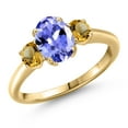 thumbnail image 1 of Gem Stone King 10K Yellow Gold Blue Tanzanite and Yellow Citrine Engagement Ring for Women | 1.67 Cttw | Oval 8X6MM | Gemstone December Birthstone | Size 7, 1 of 6