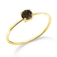 thumbnail image 1 of Gem Stone King 10K Yellow Gold Brown Smoky Quartz Engagement Ring for Women | 0.26 Cttw | Round 4MM | Gemstone Birthstone | Size 6, 1 of 6