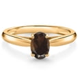 thumbnail image 1 of Gem Stone King 10K Yellow Gold Brown Smoky Quartz Solitaire Engagement Ring for Women (0.75 Cttw, Oval 7X5MM, Gemstone Birthstone, Available in Size 5, 6, 7, 8, 9), 1 of 4