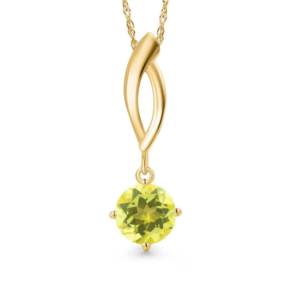 Gem Stone King 10K Yellow Gold Canary Mystic Topaz Pendant Necklace for Women | 1.00 Cttw | Gemstone November Birthstone | Round 6MM | With 18 inch Chain