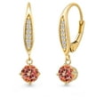thumbnail image 1 of Gem Stone King 10K Yellow Gold Ecstasy Mystic Topaz and Lab Grown Diamond Dangle Earrings for Women | 2.09 Cttw | Gemstone November Birthstone | Round 5MM, 1 of 6